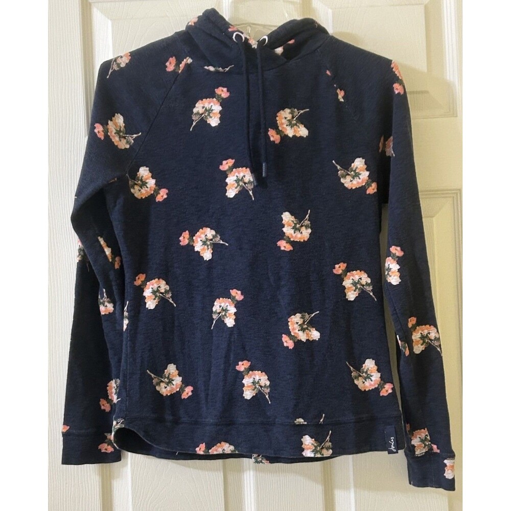Joules Marlston Print Navy Posy Floral Pullover Hoodie Women’s US 10 Cottagecore